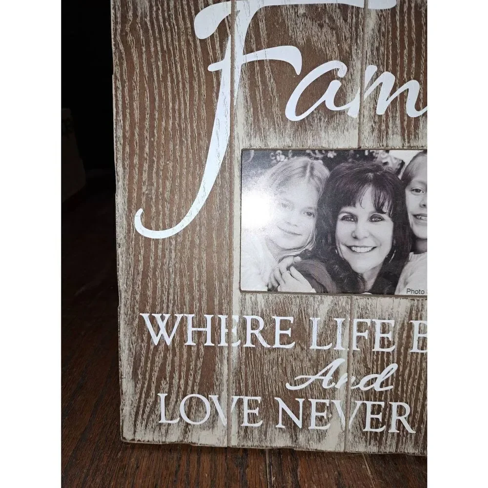 New In the Flow Family Life Begin Love Never Ends Rustic Farmhouse Picture Frame